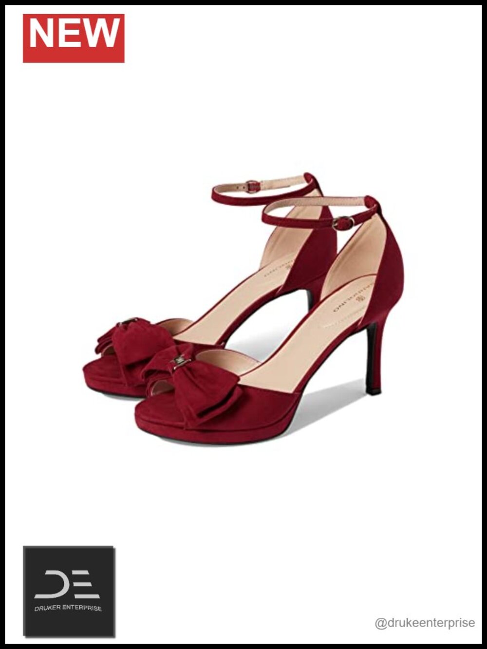 Heeled Sandals with Bow Detail Adjustable Ankle Strap Suede